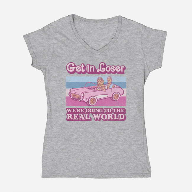 We're Going To The Real World-Womens-V-Neck-Tee-kg07