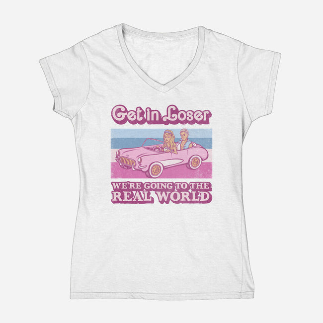 We're Going To The Real World-Womens-V-Neck-Tee-kg07