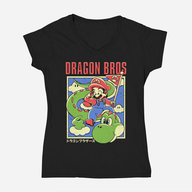 Dragon Bros-Womens-V-Neck-Tee-estudiofitas