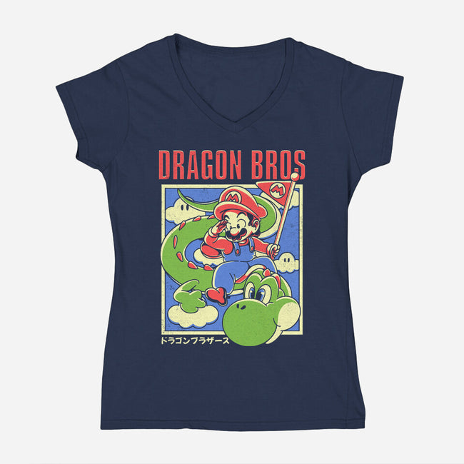 Dragon Bros-Womens-V-Neck-Tee-estudiofitas