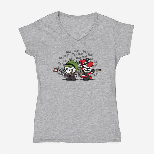 Clown Play-Womens-V-Neck-Tee-pigboom