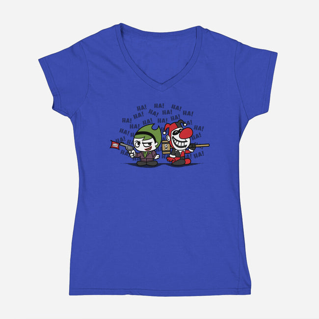 Clown Play-Womens-V-Neck-Tee-pigboom