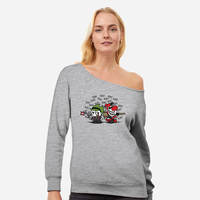 Clown Play-Womens-Off Shoulder-Sweatshirt-pigboom