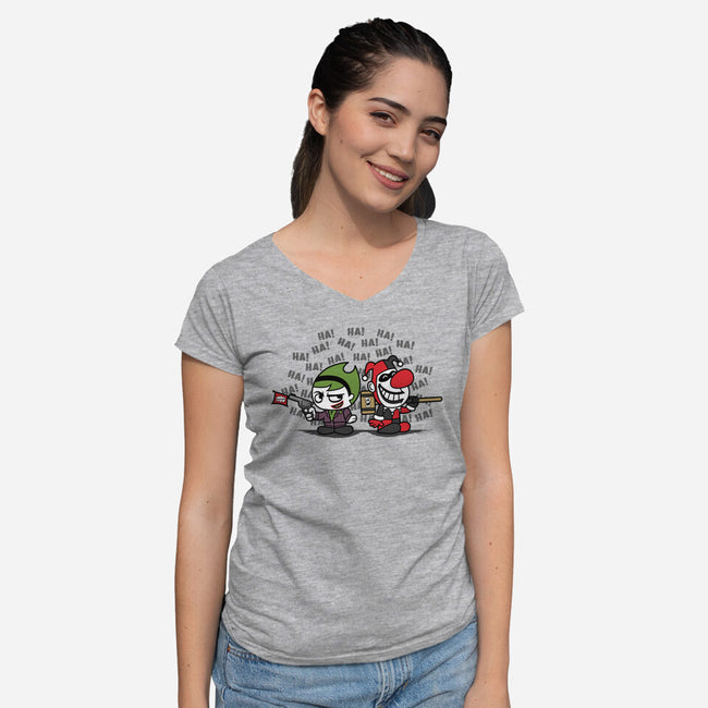 Clown Play-Womens-V-Neck-Tee-pigboom