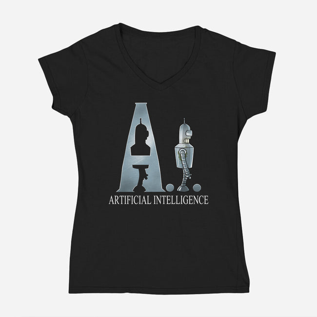 Artificial Intelligence-Womens-V-Neck-Tee-zascanauta