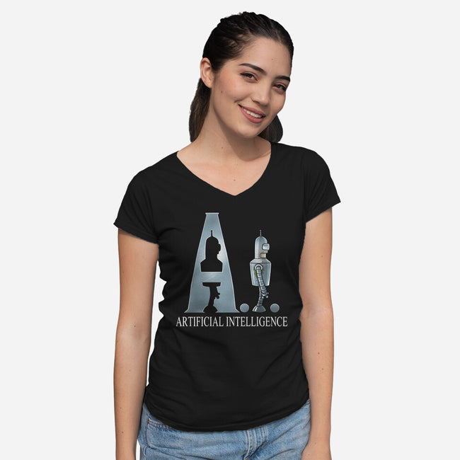 Artificial Intelligence-Womens-V-Neck-Tee-zascanauta