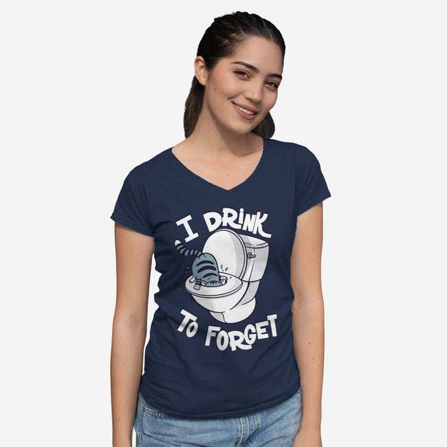 I Drink To Forget-Womens-V-Neck-Tee-Freecheese