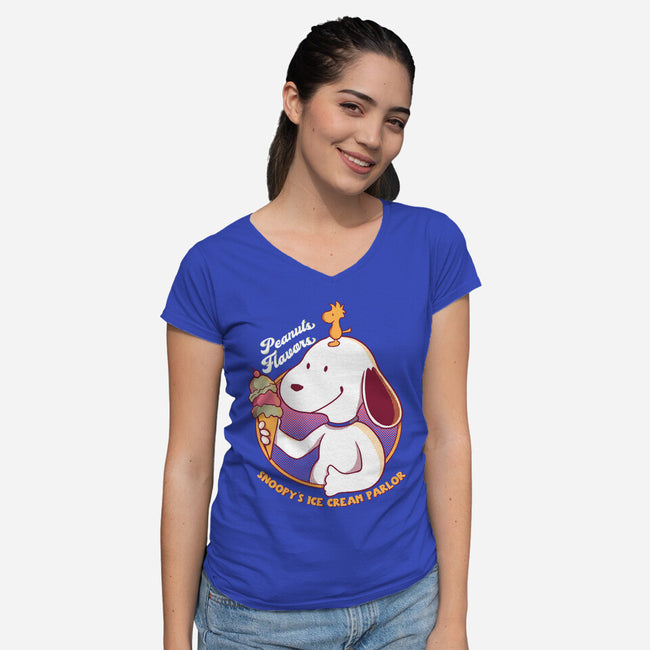 Ice Cream Parlor-Womens-V-Neck-Tee-leepianti