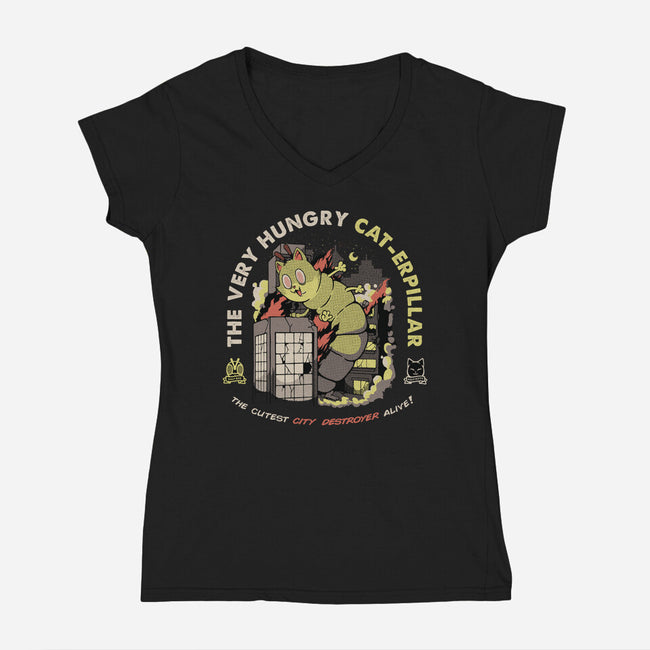 A Very Hungry Cat-erpillar-Womens-V-Neck-Tee-tobefonseca