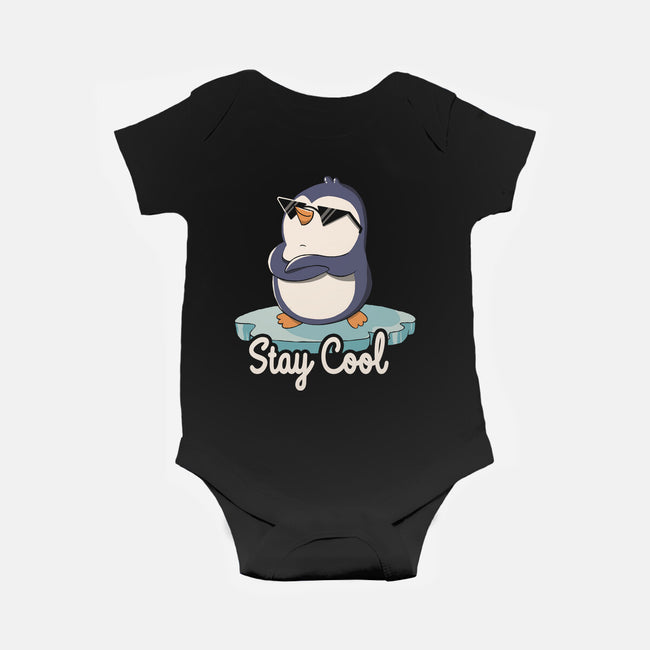 Stay Cool Funny Penguin-Baby-Basic-Onesie-tobefonseca