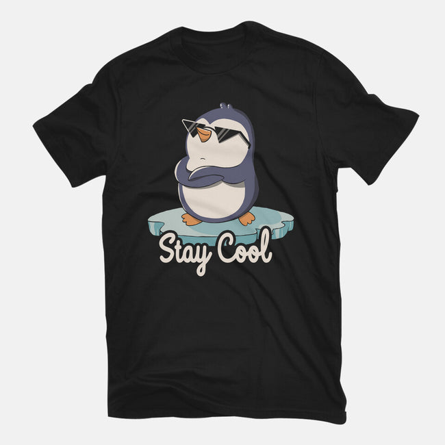 Stay Cool Funny Penguin-Womens-Basic-Tee-tobefonseca