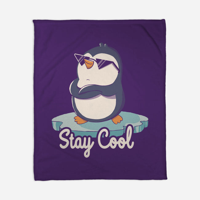 Stay Cool Funny Penguin-None-Fleece-Blanket-tobefonseca