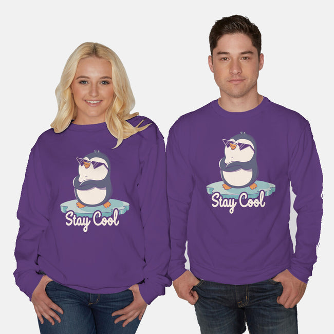 Stay Cool Funny Penguin-Unisex-Crew Neck-Sweatshirt-tobefonseca