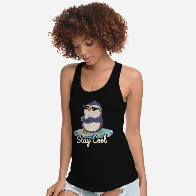 Stay Cool Funny Penguin-Womens-Racerback-Tank-tobefonseca