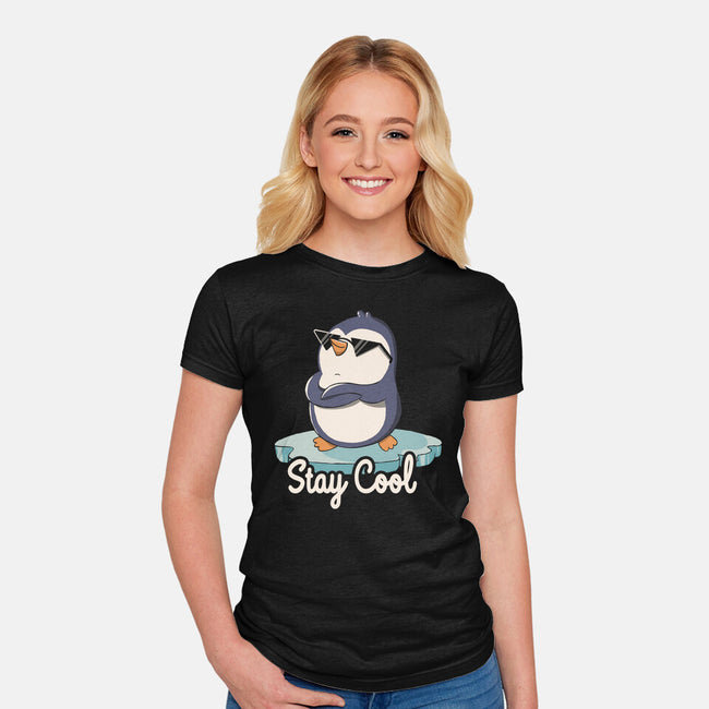 Stay Cool Funny Penguin-Womens-Fitted-Tee-tobefonseca