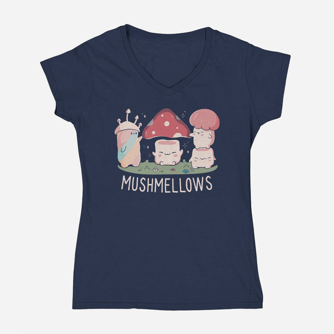 Mushmellows Kawaii Fungi-Womens-V-Neck-Tee-tobefonseca