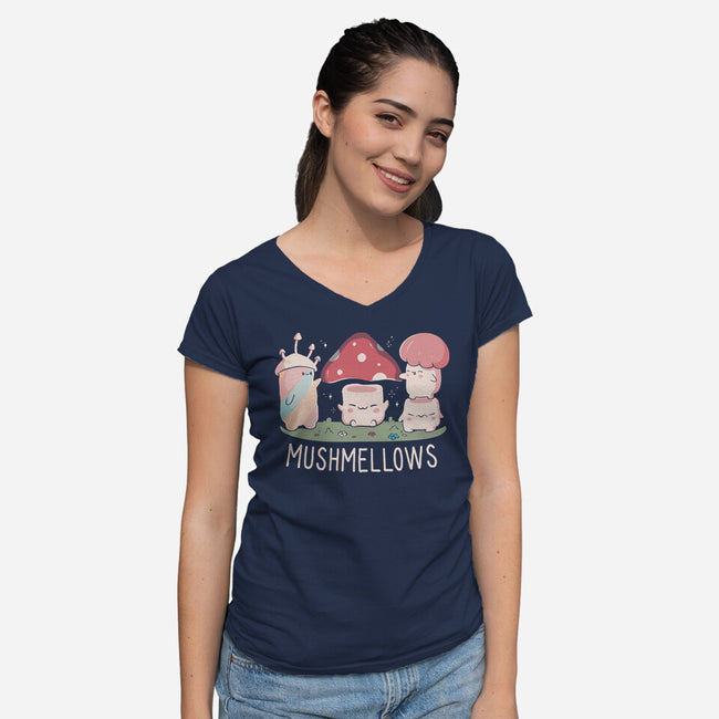 Mushmellows Kawaii Fungi-Womens-V-Neck-Tee-tobefonseca