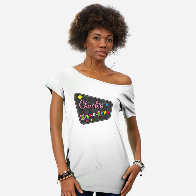 Chuck's Bike-O-Rama-Womens-Off Shoulder-Tee-sachpica