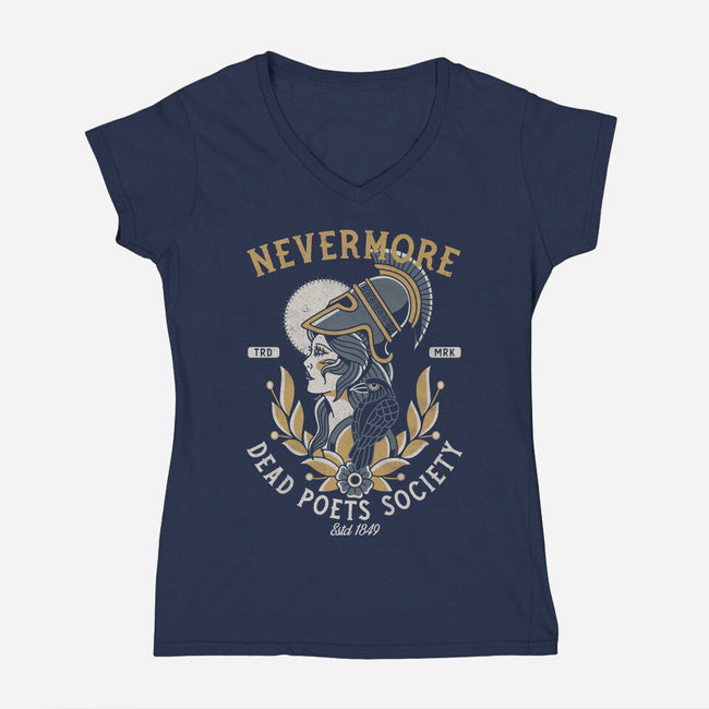 Nevermore Dead Poets Society-Womens-V-Neck-Tee-Nemons