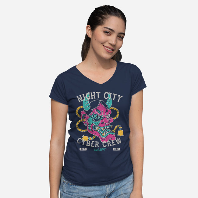 Night City Cyber Crew-Womens-V-Neck-Tee-Nemons