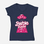 Barbie Invader-Womens-V-Neck-Tee-spoilerinc