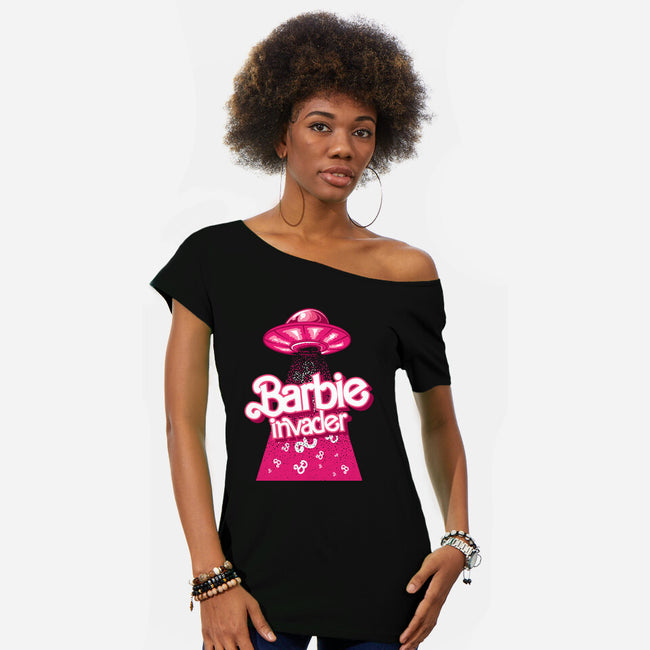 Barbie Invader-Womens-Off Shoulder-Tee-spoilerinc