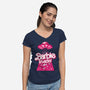 Barbie Invader-Womens-V-Neck-Tee-spoilerinc