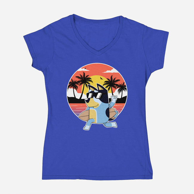 Bluey Summer-Womens-V-Neck-Tee-Tri haryadi