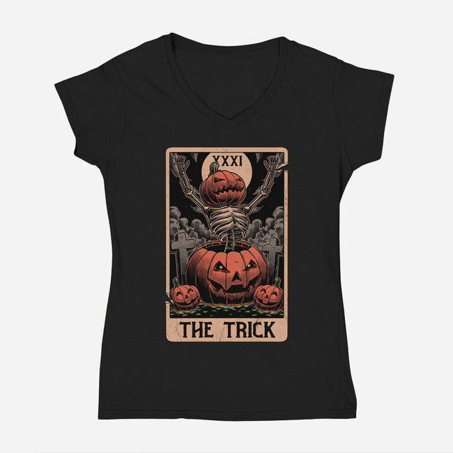 Halloween Tarot Pumpkin Trick-Womens-V-Neck-Tee-Studio Mootant