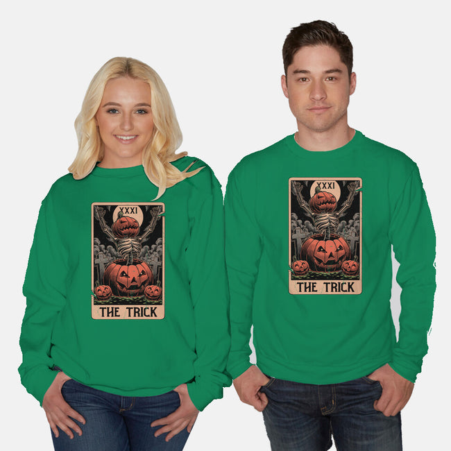 Halloween Tarot Pumpkin Trick-Unisex-Crew Neck-Sweatshirt-Studio Mootant