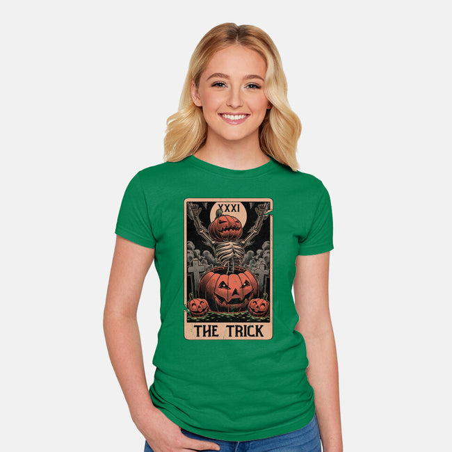 Halloween Tarot Pumpkin Trick-Womens-Fitted-Tee-Studio Mootant