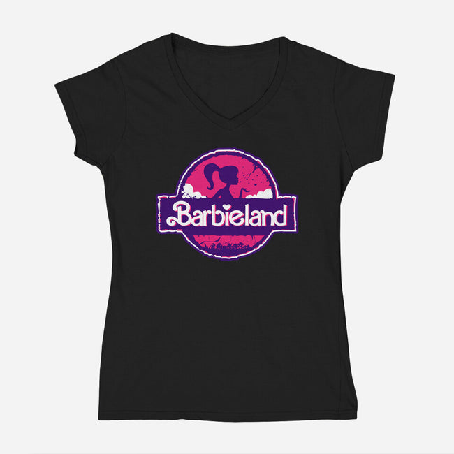 Barbieland-Womens-V-Neck-Tee-spoilerinc