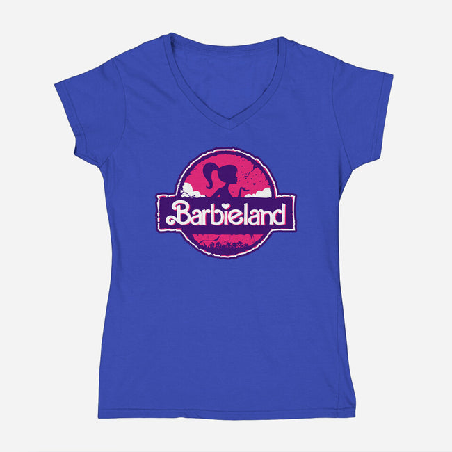 Barbieland-Womens-V-Neck-Tee-spoilerinc