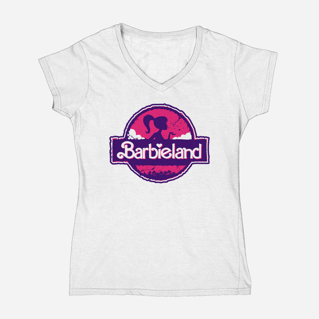 Barbieland-Womens-V-Neck-Tee-spoilerinc