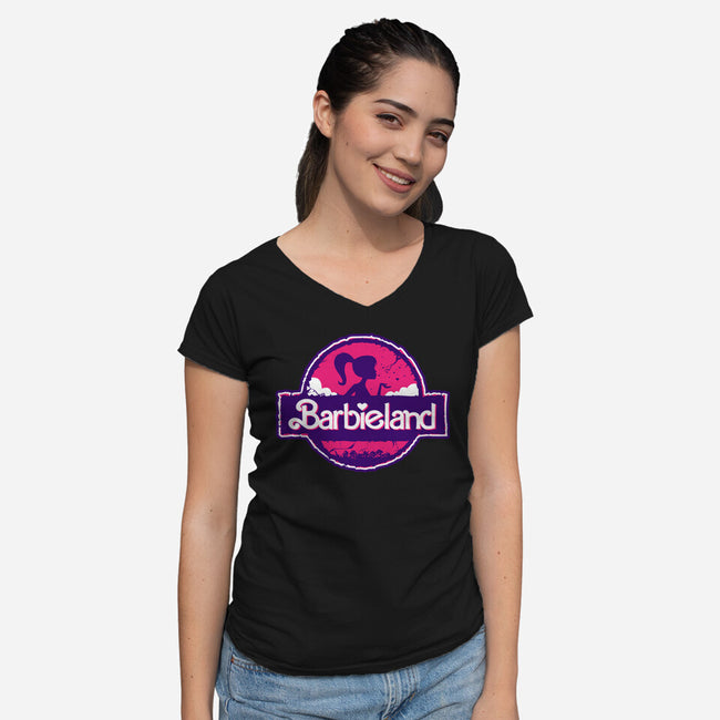 Barbieland-Womens-V-Neck-Tee-spoilerinc