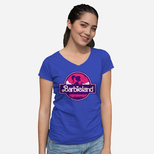 Barbieland-Womens-V-Neck-Tee-spoilerinc