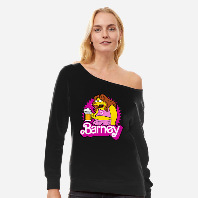 Barney Barbie-Womens-Off Shoulder-Sweatshirt-Boggs Nicolas
