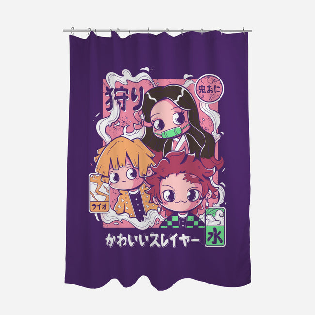 Cute Demon Slayer-None-Polyester-Shower Curtain-Ca Mask