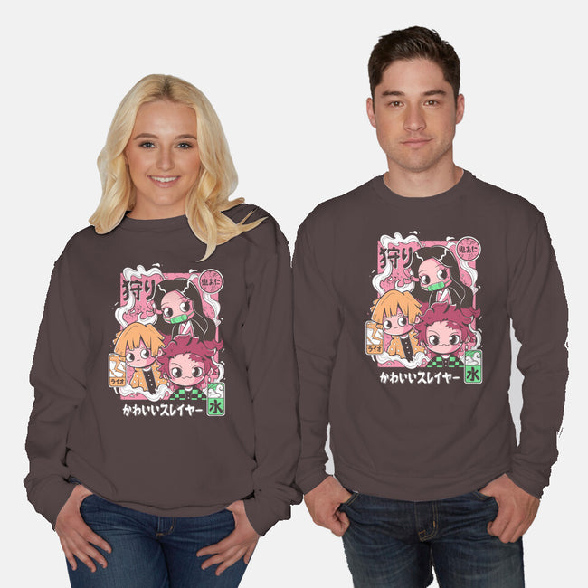 Cute Demon Slayer-Unisex-Crew Neck-Sweatshirt-Ca Mask