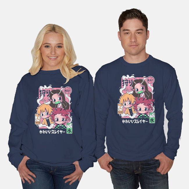 Cute Demon Slayer-Unisex-Crew Neck-Sweatshirt-Ca Mask