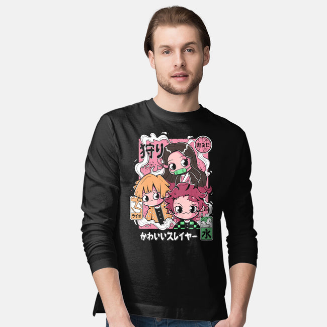 Cute Demon Slayer-Mens-Long Sleeved-Tee-Ca Mask