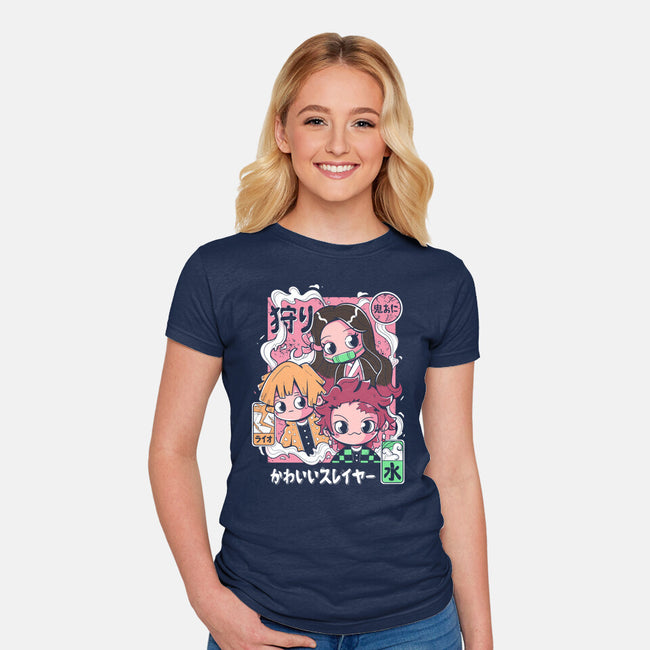 Cute Demon Slayer-Womens-Fitted-Tee-Ca Mask