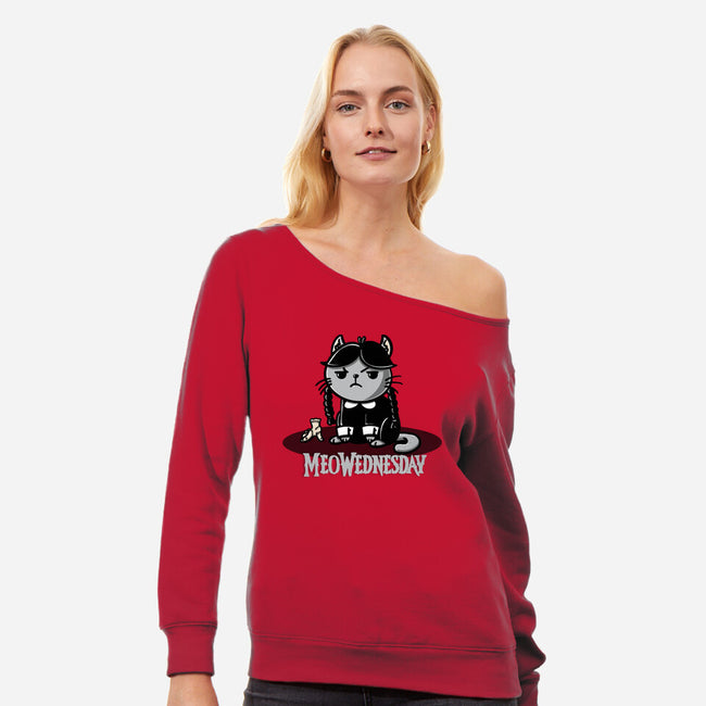 Meowednesday-Womens-Off Shoulder-Sweatshirt-Freecheese