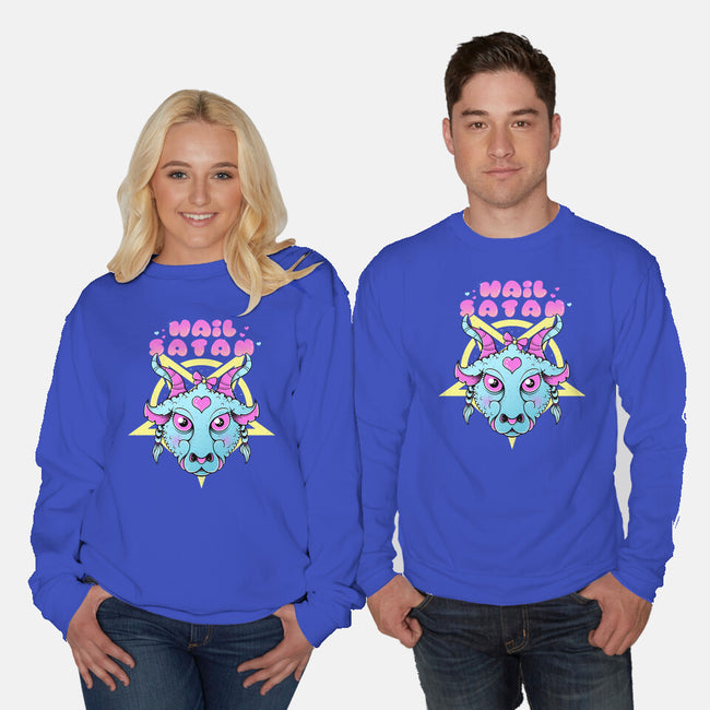 Kawaii Satan-Unisex-Crew Neck-Sweatshirt-GODZILLARGE