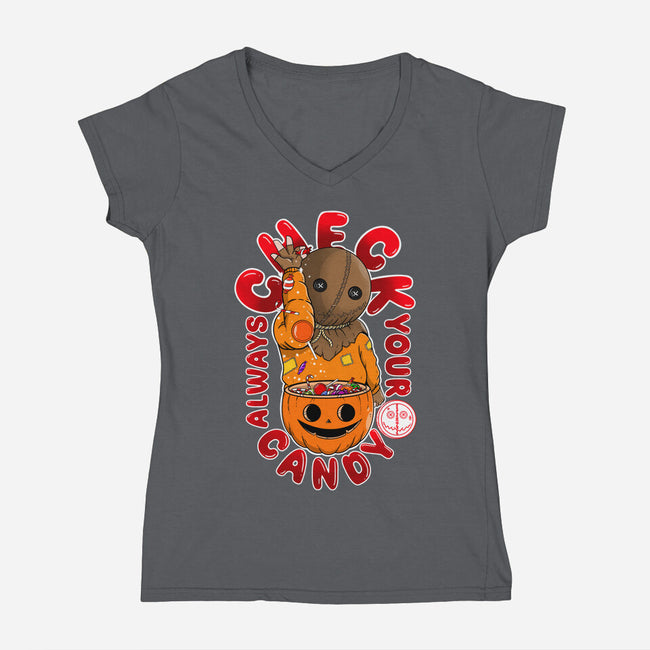 Always Check Your Candy-Womens-V-Neck-Tee-Tri haryadi