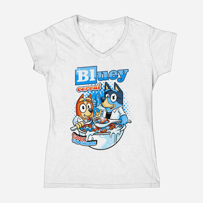 Bluey Cereal-Womens-V-Neck-Tee-spoilerinc