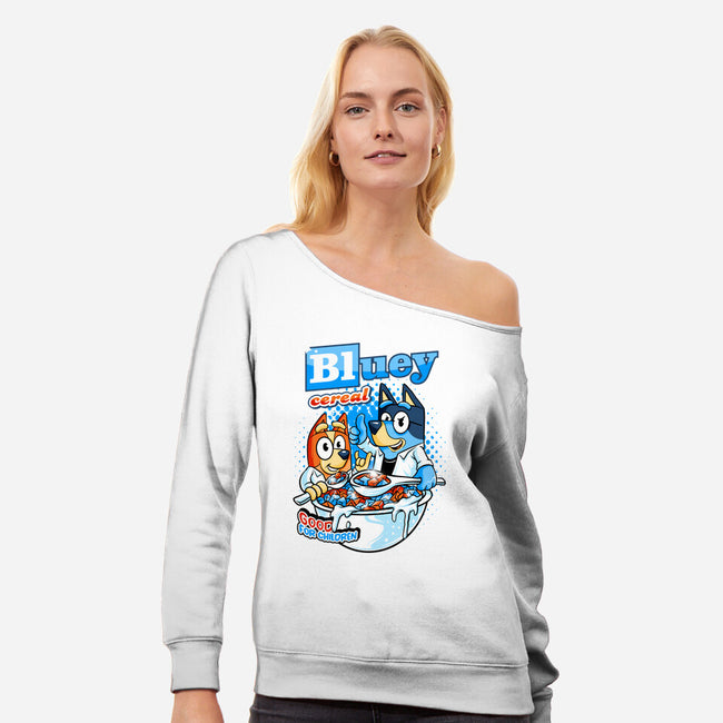 Bluey Cereal-Womens-Off Shoulder-Sweatshirt-spoilerinc