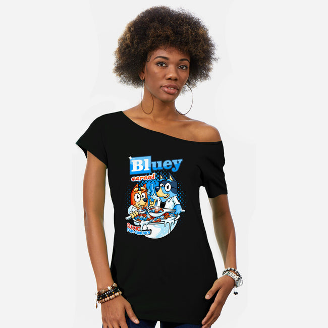 Bluey Cereal-Womens-Off Shoulder-Tee-spoilerinc