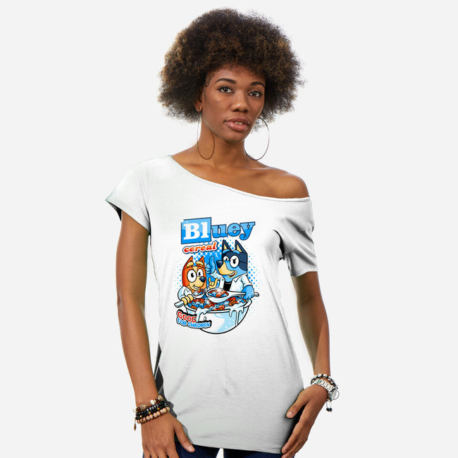 Bluey Cereal-Womens-Off Shoulder-Tee-spoilerinc