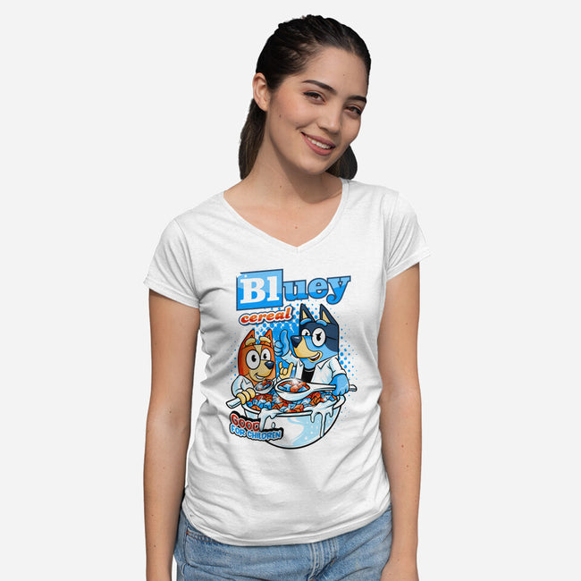 Bluey Cereal-Womens-V-Neck-Tee-spoilerinc